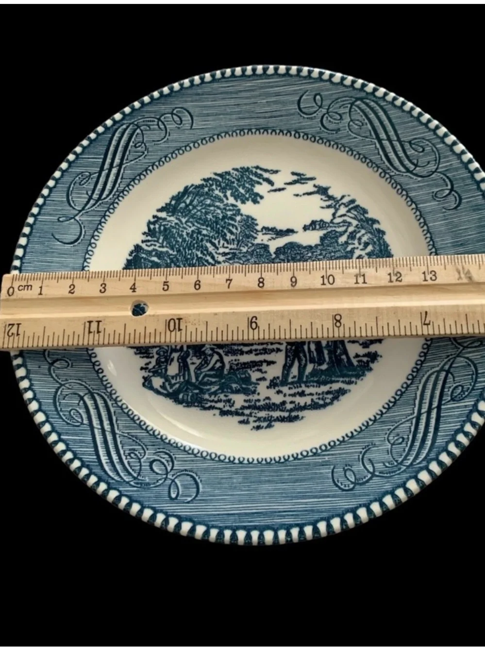 Set of 4Currier & Ives Blue Scenic Porcelain Butter Plate -  Transferware Style